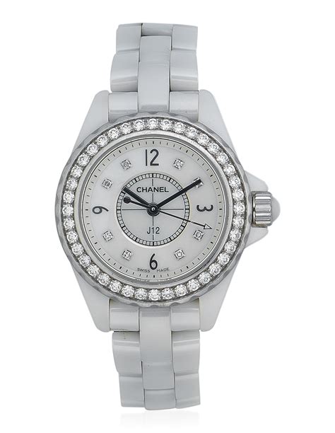 chanel white and pink watch|chanel j12 white with diamonds.